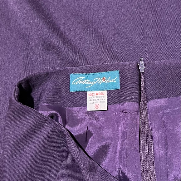 Anthony Michael 100% Wool Purple Skirt - Picture 4 of 5